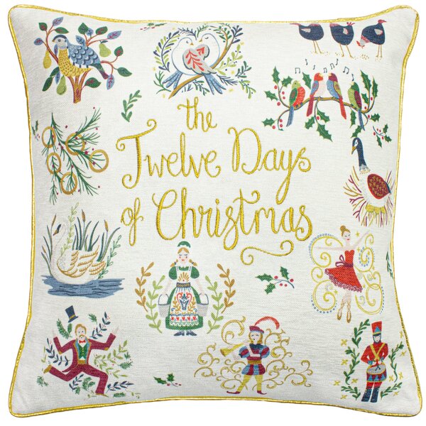 Twelve Days Embroidered 50cm x 50cm Filled Cushion Multi