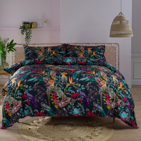 Exotic Birds Printed Duvet Cover Bedding Set Multi