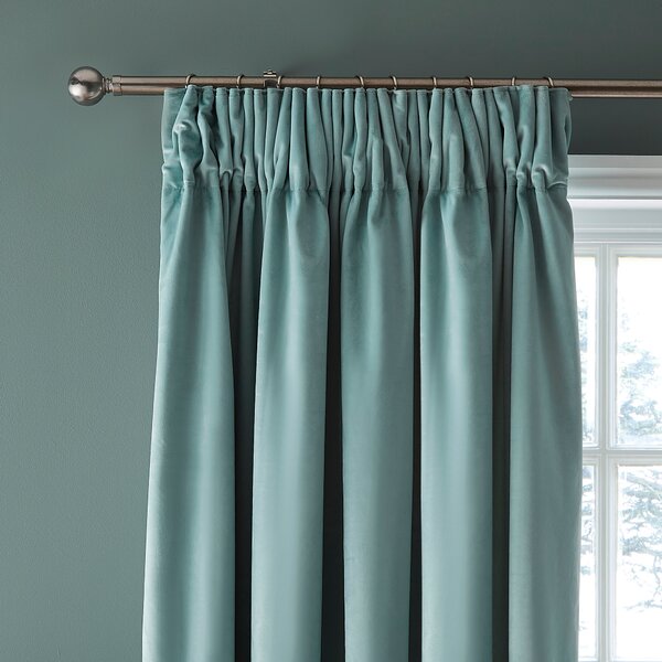 Dorma Burford Blackout Pencil Pleat Curtains Seafoam (Blue)