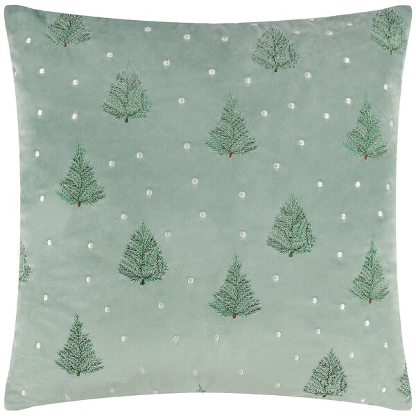 Furn Evergreen Classic Tree Embroidered 43cm x 43cm Filled Cushion Green