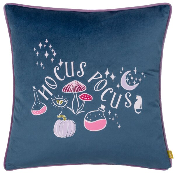 Hocus Pocus Velvet Piped 43cm x 43cm Filled Cushion Navy