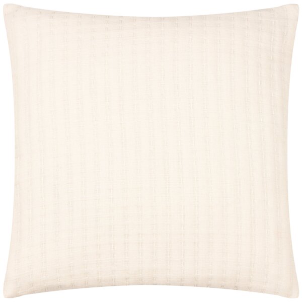 Yard Hush Cotton Linear 45cm x 45cm Filled Cushion Ecru