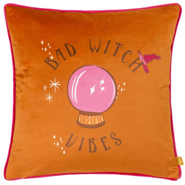 Bad Witch Vibes Velvet Piped 43cm x 43cm Filled Cushion Pumpkin