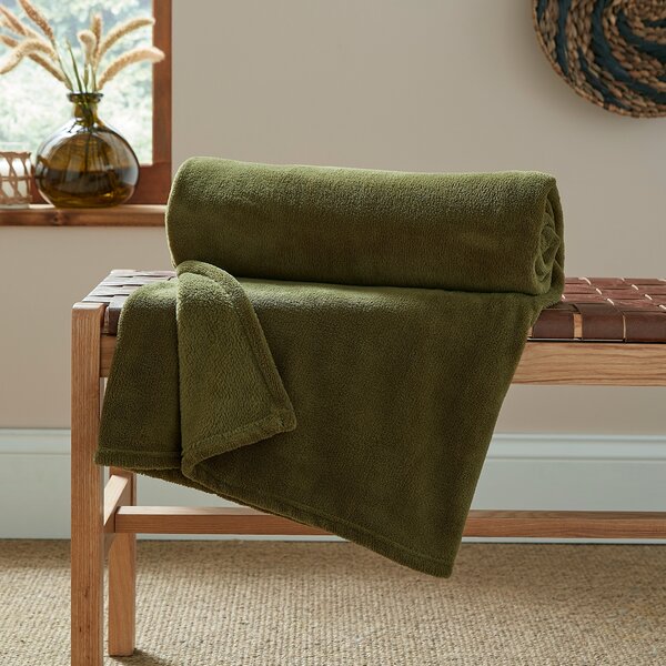 Soft Fleece Recycled Throw, 130x170cm Olive