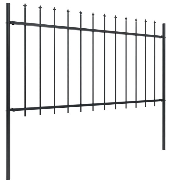 Garden Fence with Spear Top Steel 5.1x1 m Black