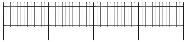 Garden Fence with Spear Top Steel 6.8x1 m Black