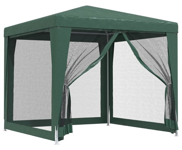 Party Tent with 4 Mesh Sidewalls Green 2.5x2.5 m HDPE