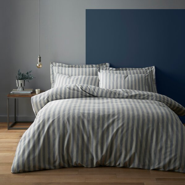 Elements Danby Stripe Blue Duvet Cover and Pillowcase Set Blue/White