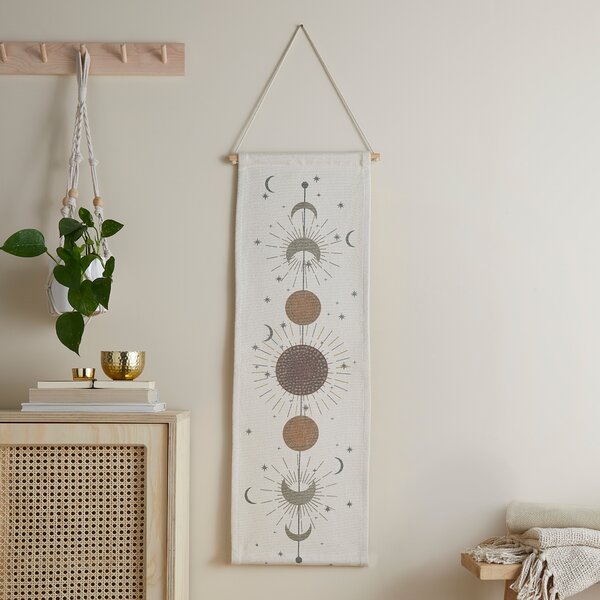 Phases of the Moon Hanging Wall Art 30x100cm Grey/Brown