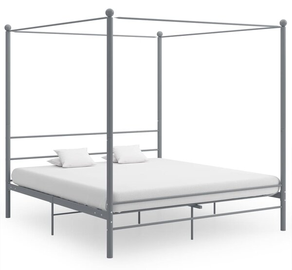 Canopy Bed Frame Grey Metal 200x200 cm