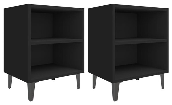 Bed Cabinets with Metal Legs 2 pcs Black 40x30x50 cm