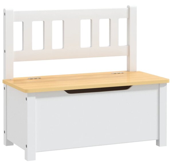 Children Storage Bench White and Beige 60x30x55 cm MDF