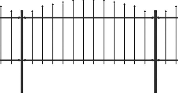 Garden Fence with Spear Top Steel (0.5-0.75)x5.1 m Black