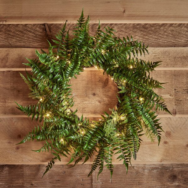 60cm Fern Spring Wreath Micro Light Bundle