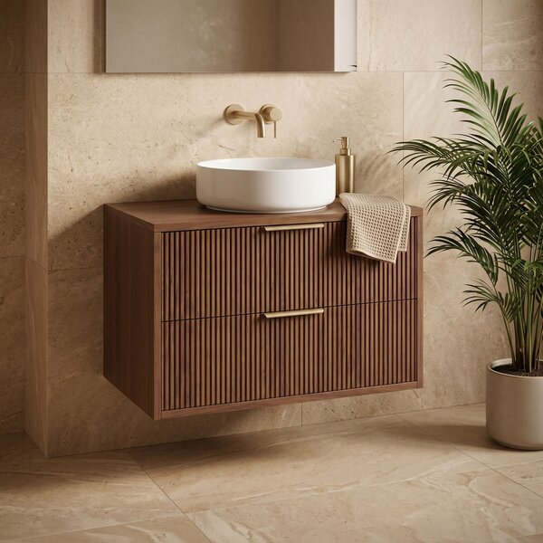 Bathroom vanity cabinet Rea Mono 80cm Brown
