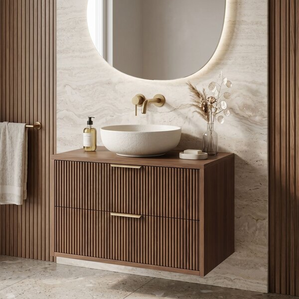 Bathroom vanity cabinet Rea Mono 80cm Brown