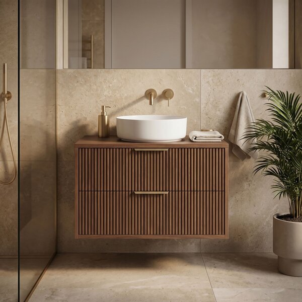 Bathroom vanity cabinet Rea Mono 80cm Brown
