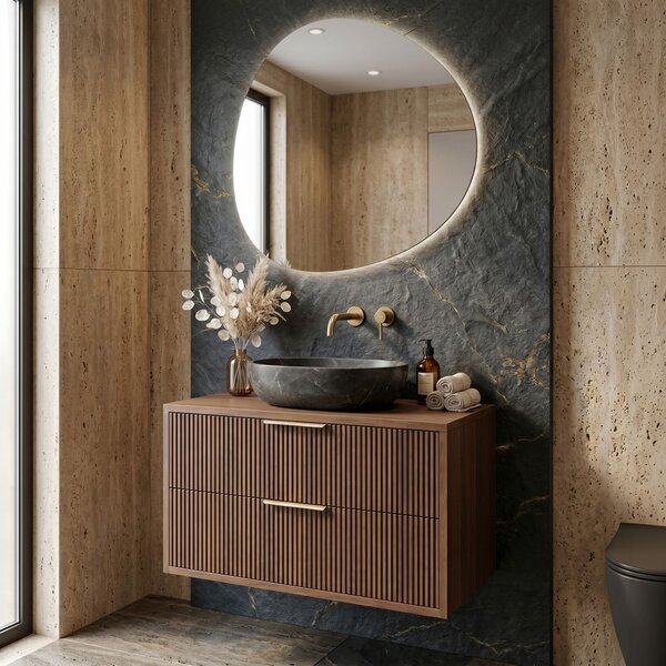 Bathroom vanity cabinet Rea Mono 80cm Brown