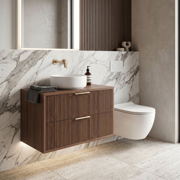 Bathroom vanity cabinet Rea Mono 80cm Brown