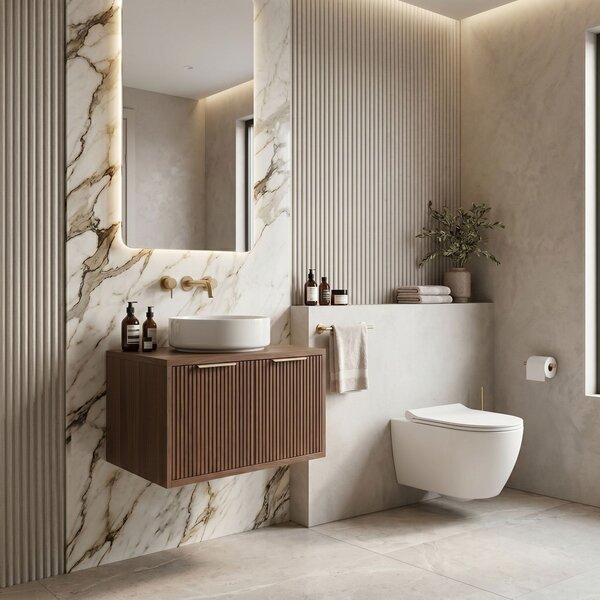 Bathroom vanity cabinet Rea Core 60cm Brown