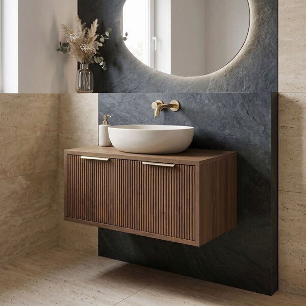 Bathroom vanity cabinet Rea Core 80cm Brown