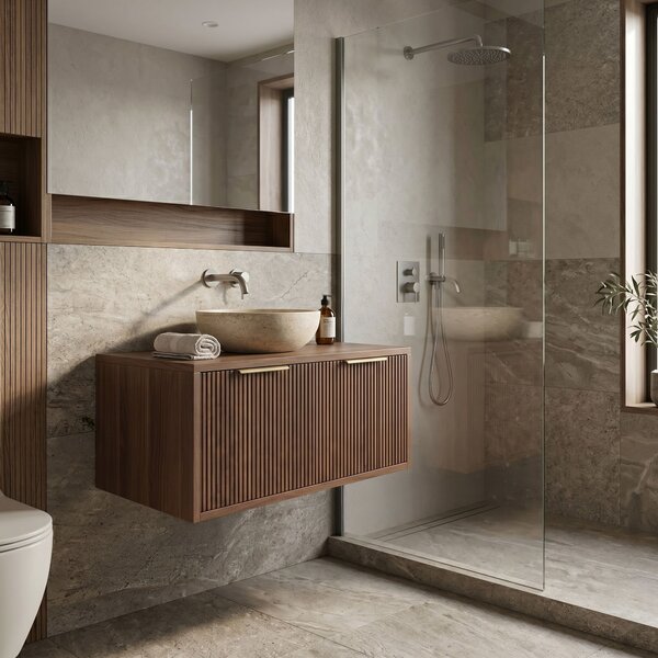 Bathroom vanity cabinet Rea Core 80cm Brown