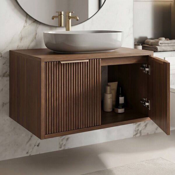 Bathroom vanity cabinet Rea Core 80cm Brown