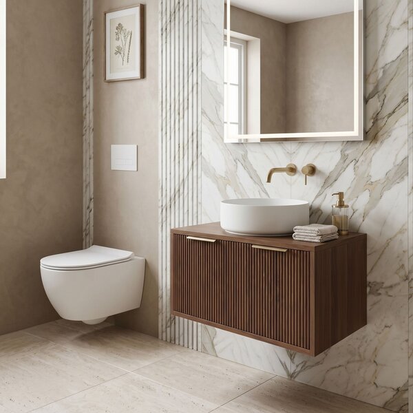 Bathroom vanity cabinet Rea Core 80cm Brown