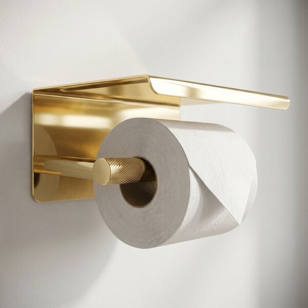 Toilet paper holder with shelf 6613 Modern Gold