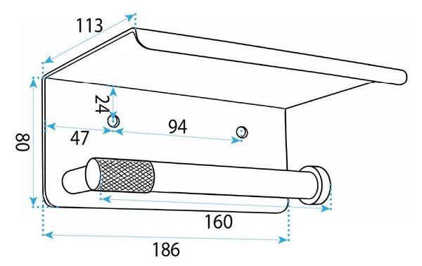 Toilet paper holder with shelf 6613 Modern Gold