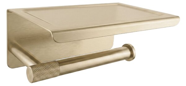 Toilet paper holder with shelf 6613 Modern Gold Brush