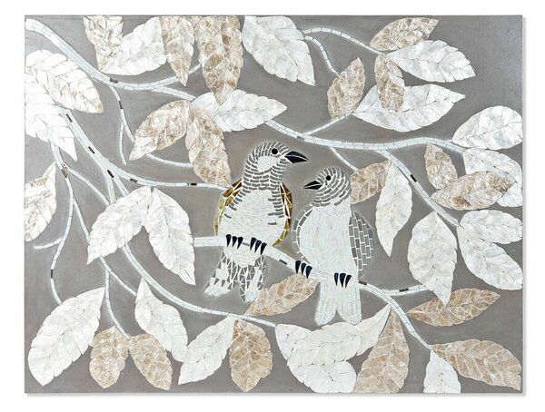 Canvas DKD Home Decor Beige Grey Leaf of a plant 90 x 4 x 70 cm