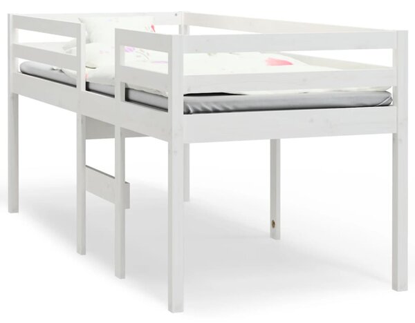 High Sleeper Bed without Mattress White 90x190 cm Single Solid Wood Pine