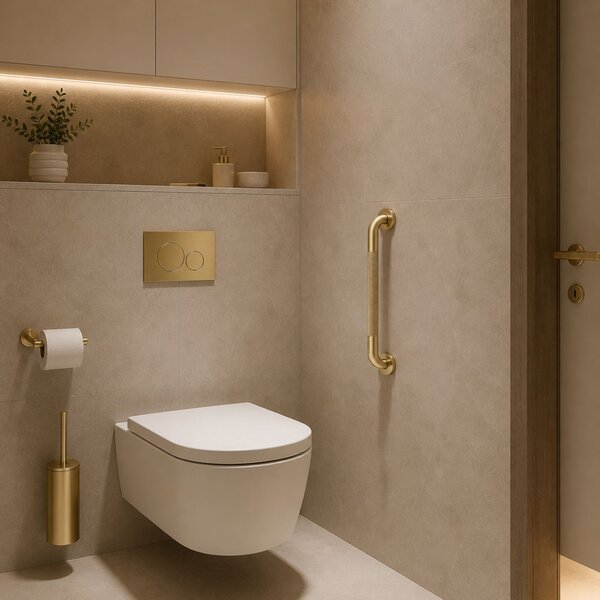 Straight bathroom grab bar Brush Gold
