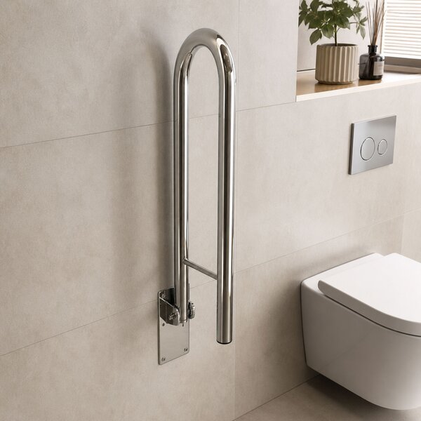 Folding bathroom grab bar Chrome
