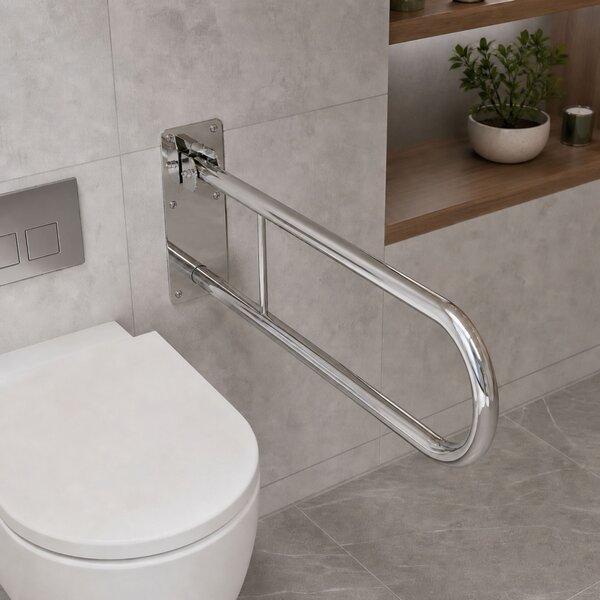 Folding bathroom grab bar Chrome