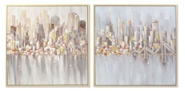 Painting DKD Home Decor City 100 x 4 x 100 cm Loft (2 Units)