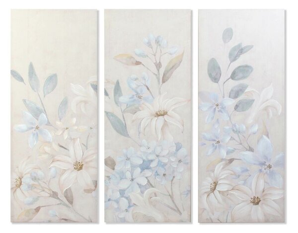 Painting DKD Home Decor Flowers 55 x 3 x 135 cm Shabby Chic (3 Pieces)