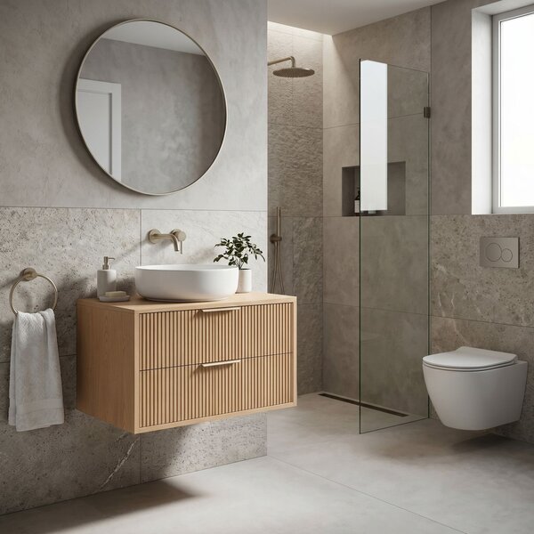 Bathroom vanity cabinet Rea Mono 80cm Beige