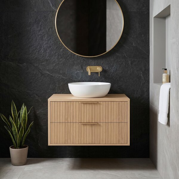 Bathroom vanity cabinet Rea Mono 80cm Beige