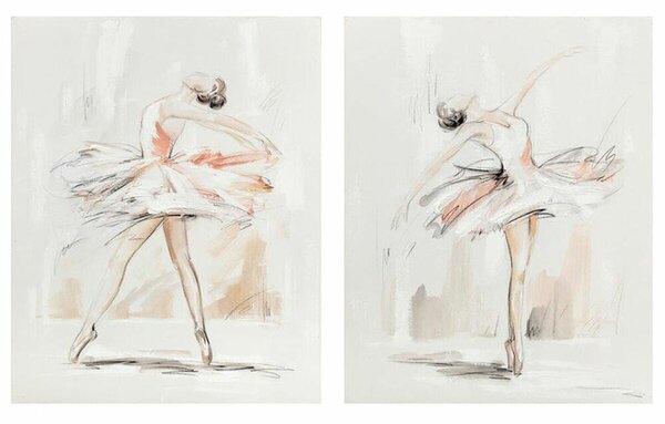 Painting DKD Home Decor 80 x 3,7 x 100 cm Ballet Dancer Romantic (2 Units)