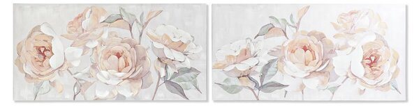 Painting DKD Home Decor 120 x 3 x 60 cm Flowers Shabby Chic (2 Units)