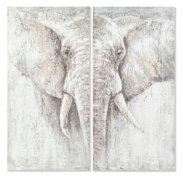 Set of 2 pictures DKD Home Decor Elephant Colonial 120 x 3,7 x 120 cm