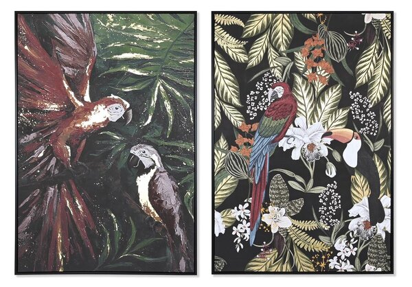 Painting DKD Home Decor Parrot Tropical 83 x 4,5 x 122,5 cm 83 x 4,5 x 123 cm (2 Units)