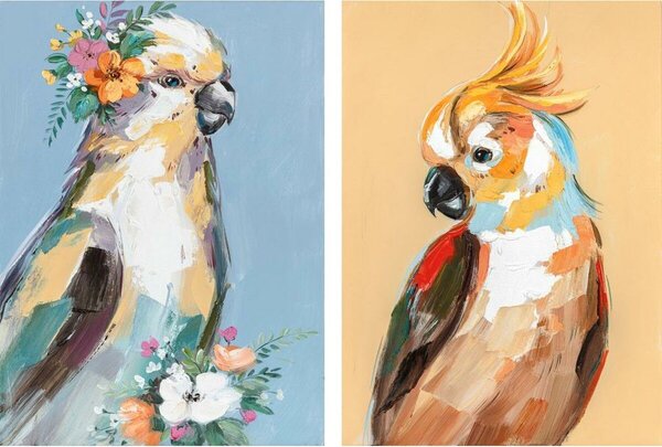 Canvas DKD Home Decor 50 x 2,7 x 70 cm Parrot Modern (2 Units)