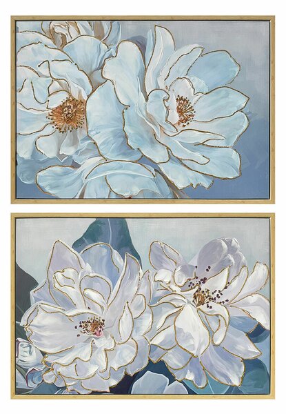 Painting DKD Home Decor 100 x 4 x 70 cm Flowers Romantic (2 Units)