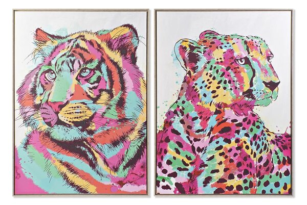 Painting DKD Home Decor 104 x 4,5 x 143,5 cm Tiger Modern (2 Units)