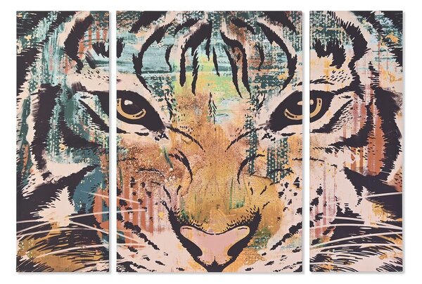 Set of 3 pictures DKD Home Decor Colonial Tiger 140 x 3,8 x 100 cm