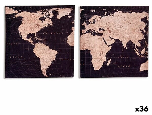 Canvas World Map 1,5 x 28 x 28 cm (36 Units)