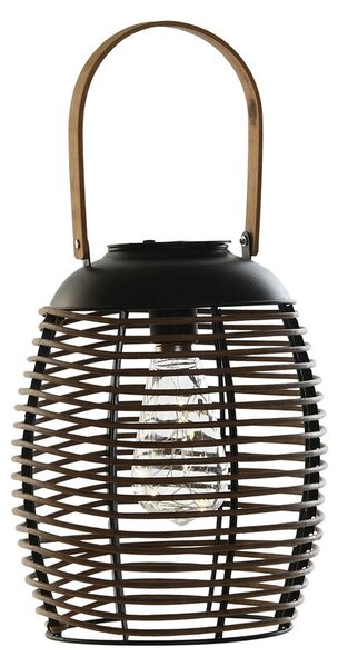 Solar lamp DKD Home Decor Brown Black Bamboo Rattan 22 x 22 x 39 cm